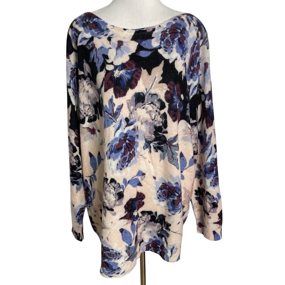 NWT Lord & Taylor Luxury Floral Cashmere  Sweater   3X